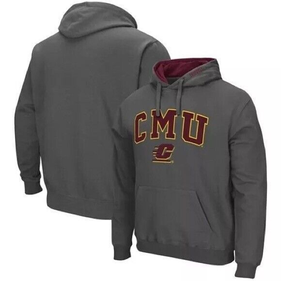 COLOSSEUM Men's Charcoal Cent. Michigan Chippewas Arch Logo Pullover Hoodie L - Picture 1 of 6